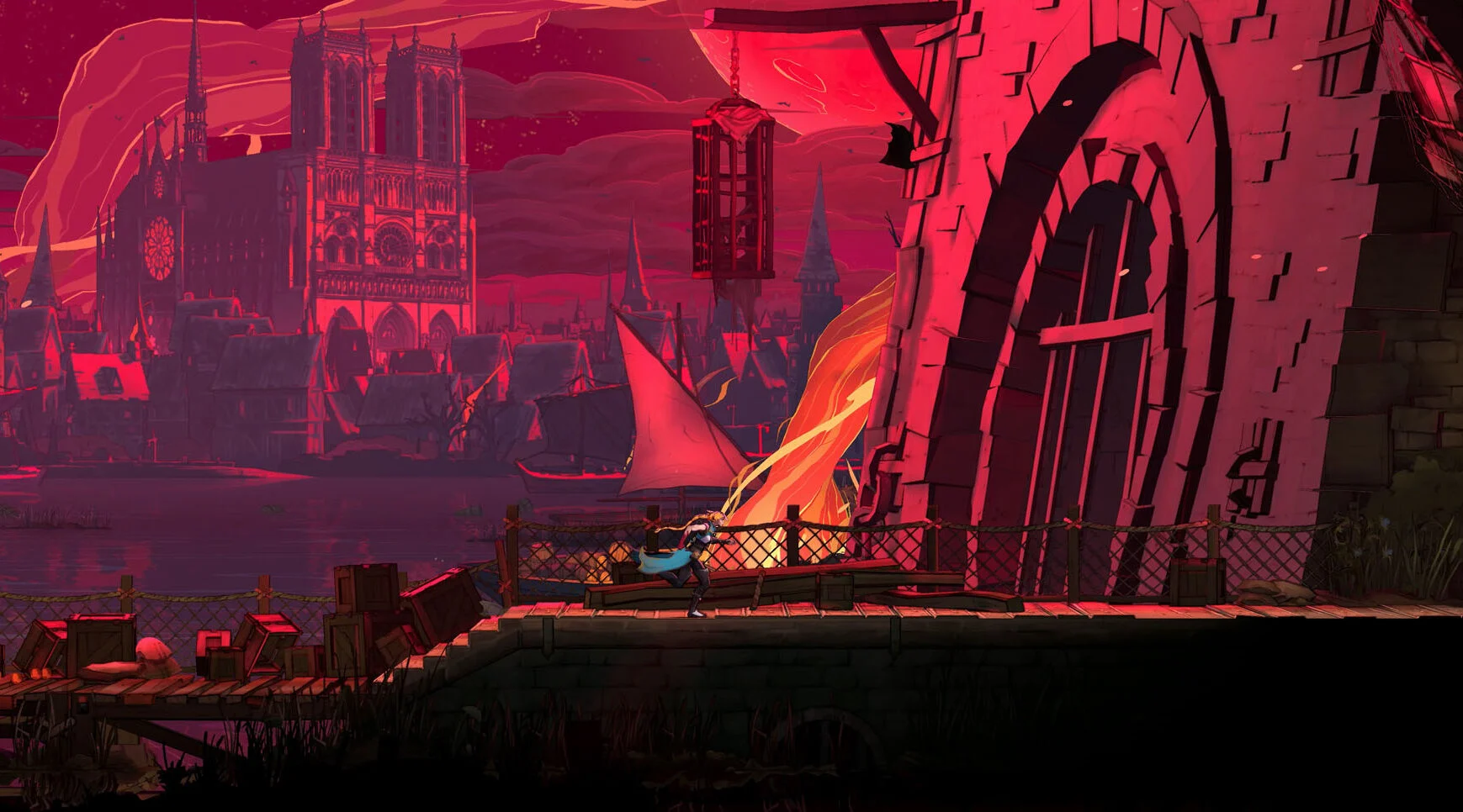 A kingdom sits in red light.